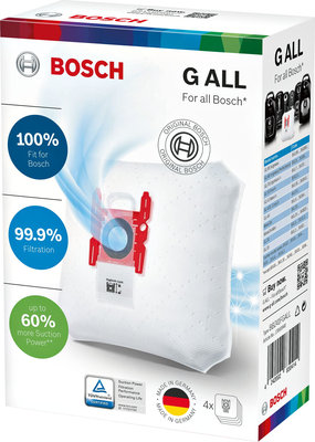 Paquete de 4 Bolsas de Aspirador Bosch + 1 Filtro Micro Higiénico BBZ41FGALL